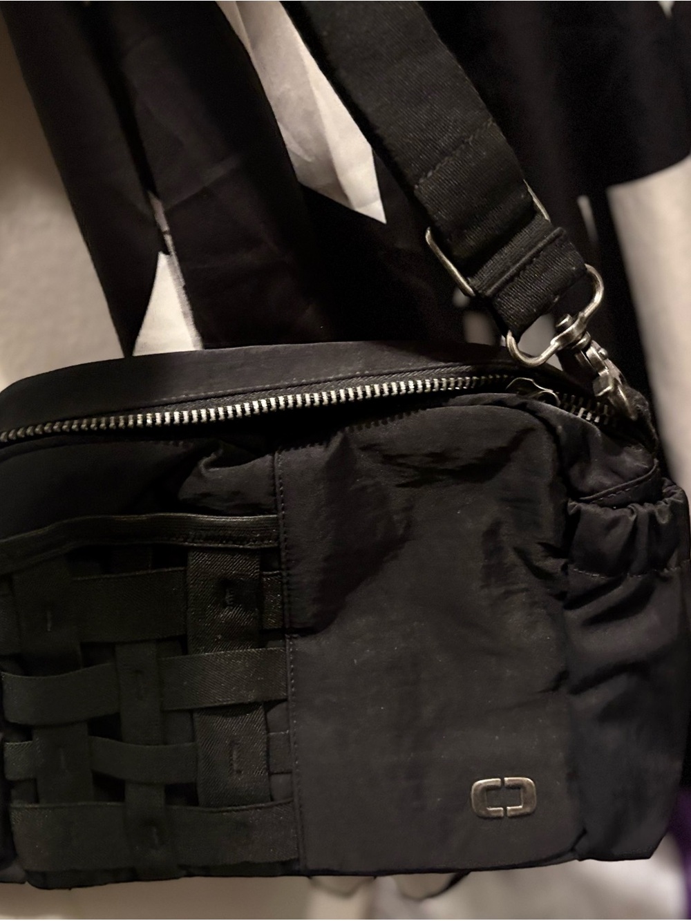 OGIO RISE Black Woven-Detail Crossbody Bag